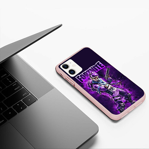 Чехол iPhone 11 матовый Fortnite Bronto Скин динозавра Видеоигра / 3D-Светло-розовый – фото 3