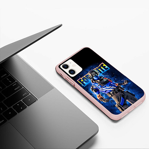 Чехол iPhone 11 матовый Fortnite Carbon Commando Плутон Персонаж Видеоигра / 3D-Светло-розовый – фото 3