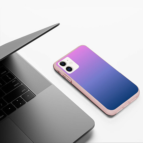 Чехол iPhone 11 матовый PINK-BLUE GRADIENT ГРАДИЕНТ / 3D-Светло-розовый – фото 3