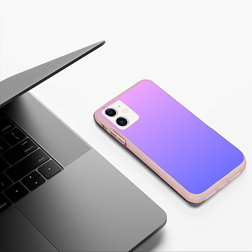 Чехол iPhone 11 матовый PINK-PURPLE GRADIENT ГРАДИЕНТ РОЗОВО-ФИОЛЕТОВЫЙ / 3D-Светло-розовый – фото 3