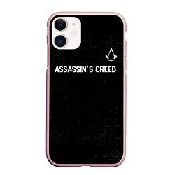 Чехол iPhone 11 матовый Assassins Creed Glitch на темном фоне, цвет: 3D-светло-розовый