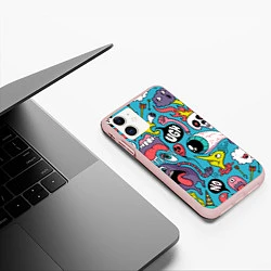 Чехол iPhone 11 матовый Паттерн в стиле поп-арт, цвет: 3D-светло-розовый — фото 2