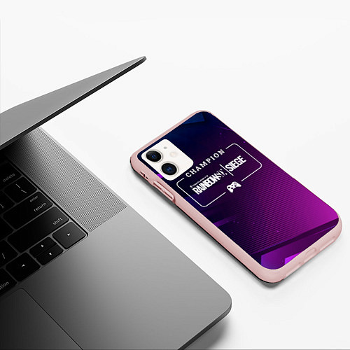 Чехол iPhone 11 матовый Rainbow Six Gaming Champion: рамка с лого и джойст / 3D-Светло-розовый – фото 3