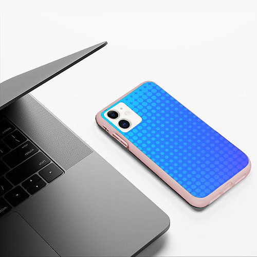 Чехол iPhone 11 матовый Blue gradient / 3D-Светло-розовый – фото 3