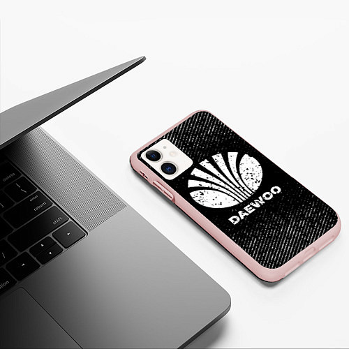 Чехол iPhone 11 матовый Daewoo с потертостями на темном фоне / 3D-Светло-розовый – фото 3