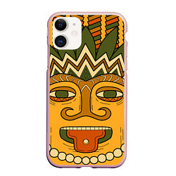 Чехол iPhone 11 матовый Polynesian tiki CHILLING, цвет: 3D-светло-розовый