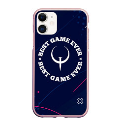 Чехол iPhone 11 матовый Символ Quake и надпись best game ever, цвет: 3D-светло-розовый