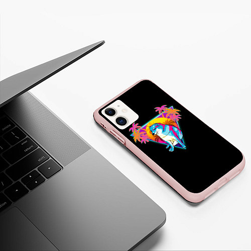Чехол iPhone 11 матовый Неоновый Малыш Чимс / 3D-Светло-розовый – фото 3