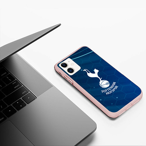 Чехол iPhone 11 матовый Tottenham hotspur Соты абстракция / 3D-Светло-розовый – фото 3