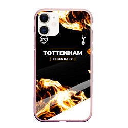 Чехол iPhone 11 матовый Tottenham legendary sport fire, цвет: 3D-светло-розовый