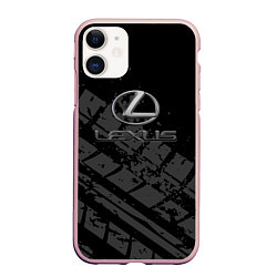 Чехол iPhone 11 матовый Lexus - След шины, цвет: 3D-светло-розовый