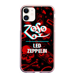 Чехол iPhone 11 матовый Led Zeppelin rock glitch, цвет: 3D-светло-розовый