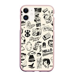 Чехол iPhone 11 матовый Japan style - retro, цвет: 3D-светло-розовый