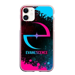 Чехол iPhone 11 матовый Evanescence - neon gradient, цвет: 3D-светло-розовый
