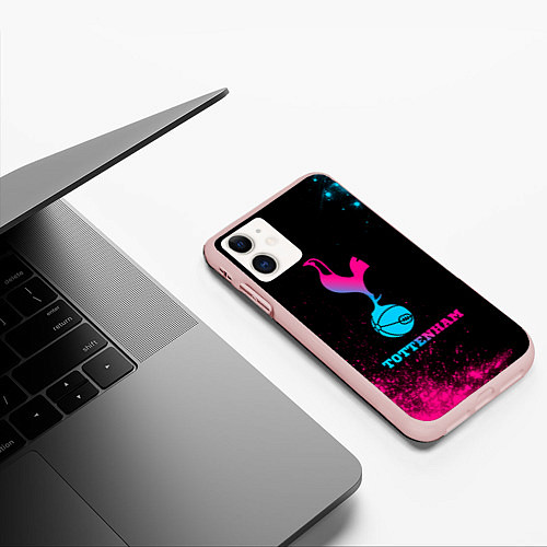 Чехол iPhone 11 матовый Tottenham - neon gradient / 3D-Светло-розовый – фото 3