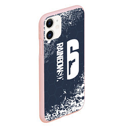 Чехол iPhone 11 матовый Rainbow six siege - соты, цвет: 3D-светло-розовый — фото 2