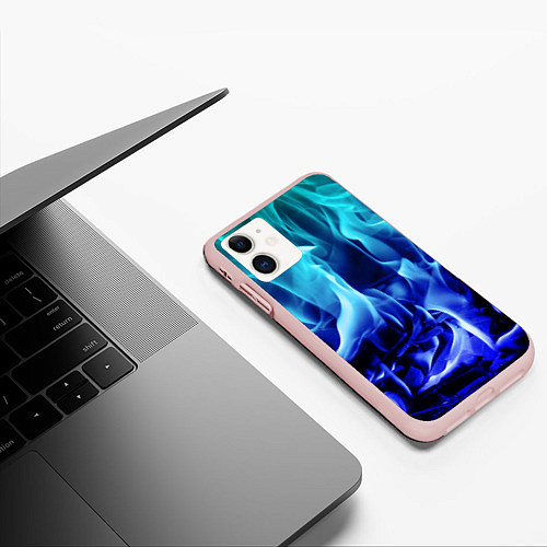 Чехол iPhone 11 матовый Огненный неоновый градиент / 3D-Светло-розовый – фото 3