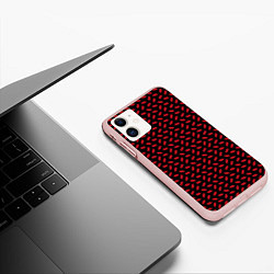 Чехол iPhone 11 матовый Жаркие поцелуи, алые губы, цвет: 3D-светло-розовый — фото 2