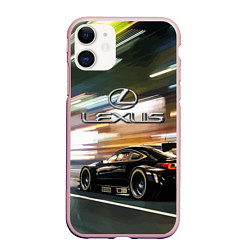Чехол iPhone 11 матовый Lexus - скорость режим, цвет: 3D-светло-розовый