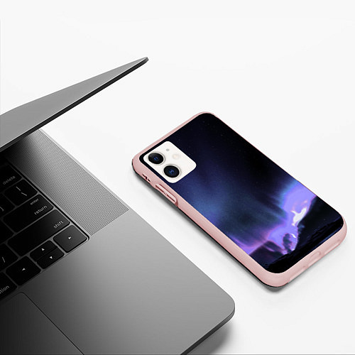 Чехол iPhone 11 матовый Northern lights / 3D-Светло-розовый – фото 3