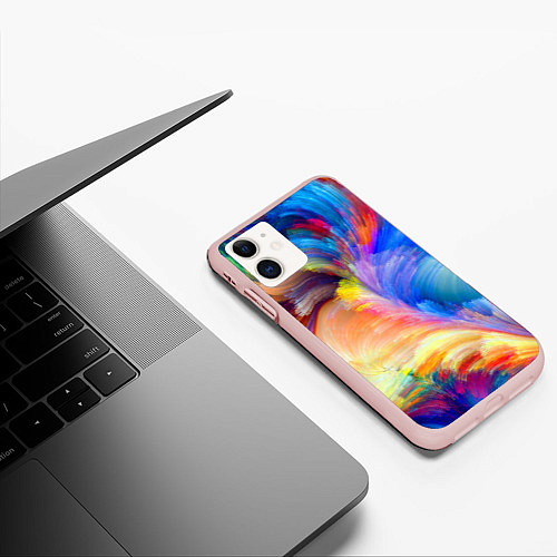 Чехол iPhone 11 матовый Неоновое перо / 3D-Светло-розовый – фото 3