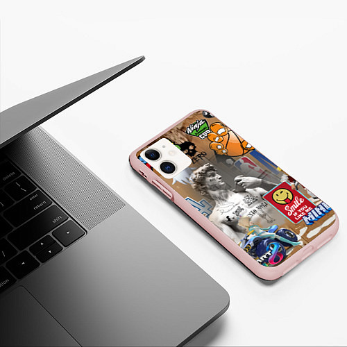 Чехол iPhone 11 матовый Gaming aesthetics - Art коллаж / 3D-Светло-розовый – фото 3