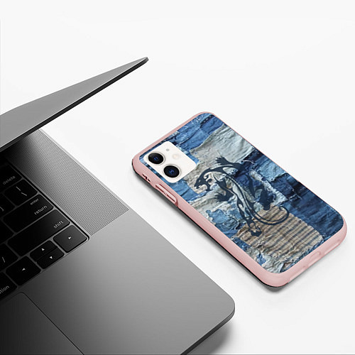 Чехол iPhone 11 матовый Cotton Rag - Patchwork -Tiger / 3D-Светло-розовый – фото 3