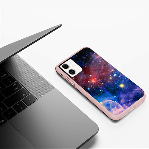 Чехол iPhone 11 матовый Ошеломительный бескрайний космос / 3D-Светло-розовый – фото 3