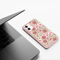 Чехол iPhone 11 матовый Фламинго и лотосы, цвет: 3D-светло-розовый — фото 2