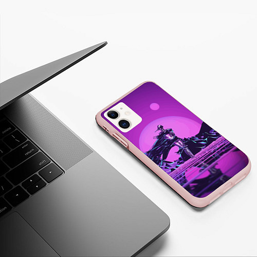 Чехол iPhone 11 матовый Фантазийный силуэт - vaporwave / 3D-Светло-розовый – фото 3