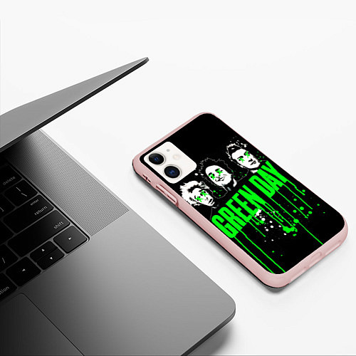 Чехол iPhone 11 матовый Green day paint / 3D-Светло-розовый – фото 3