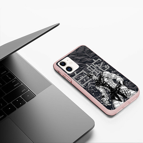 Чехол iPhone 11 матовый Whitesnake - stand of Enrico Pucci - Jojo / 3D-Светло-розовый – фото 3