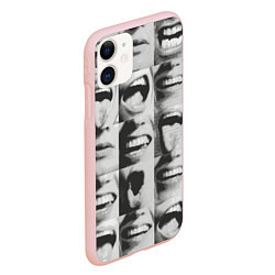 Чехол iPhone 11 матовый Принт с частью лица, цвет: 3D-светло-розовый — фото 2
