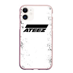 Чехол iPhone 11 матовый Ateez black and white, цвет: 3D-светло-розовый