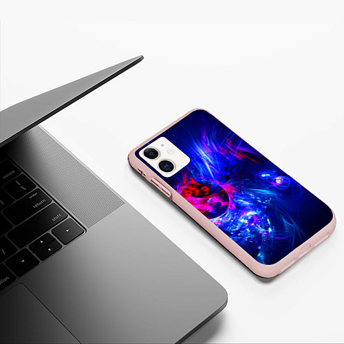 Чехол iPhone 11 матовый Столкновение воды и огня / 3D-Светло-розовый – фото 3