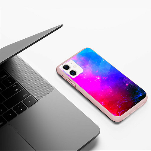 Чехол iPhone 11 матовый Космическая абстракция / 3D-Светло-розовый – фото 3