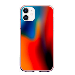 Чехол iPhone 11 матовый Градиент разноцветный, цвет: 3D-светло-розовый