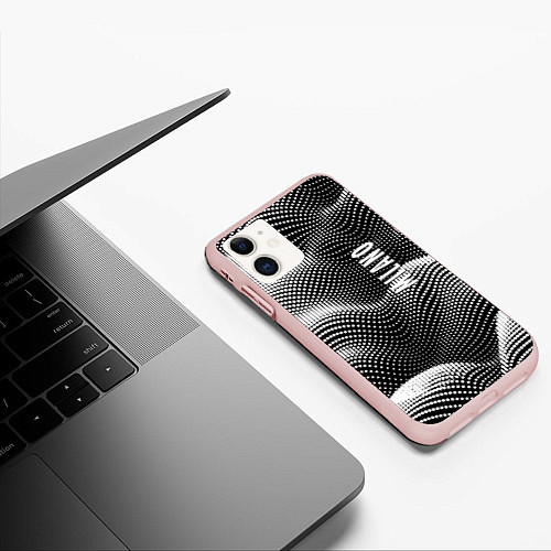 Чехол iPhone 11 матовый Авангардный фрактальный паттерн - Милан / 3D-Светло-розовый – фото 3