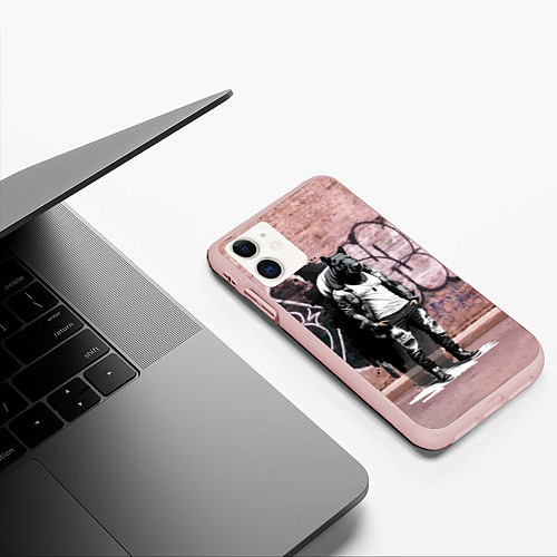Чехол iPhone 11 матовый Dude capybara - Bronx - graffiti / 3D-Светло-розовый – фото 3