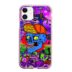 Чехол iPhone 11 матовый Humble minds - skull - graffiti, цвет: 3D-светло-розовый