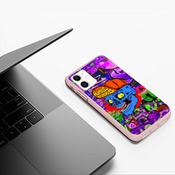 Чехол iPhone 11 матовый Humble minds - skull - graffiti, цвет: 3D-светло-розовый — фото 2