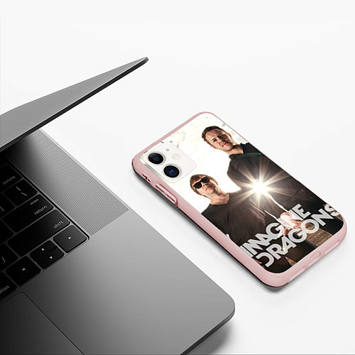 Чехол iPhone 11 матовый Imagine Dragons / 3D-Светло-розовый – фото 3
