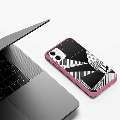 Чехол iPhone 11 матовый Геометрия / 3D-Малиновый – фото 3
