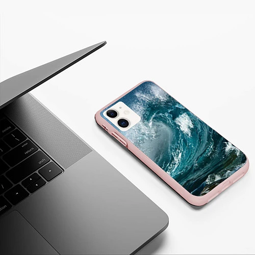 Чехол iPhone 11 матовый Волна / 3D-Светло-розовый – фото 3