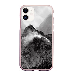 Чехол iPhone 11 матовый Горы, цвет: 3D-светло-розовый
