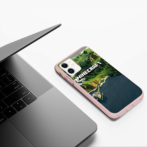 Чехол iPhone 11 матовый Minecraft Location / 3D-Светло-розовый – фото 3