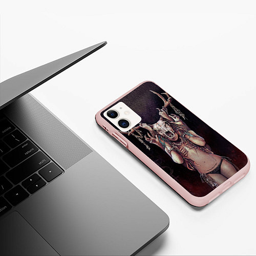 Чехол iPhone 11 матовый Хранительница леса / 3D-Светло-розовый – фото 3