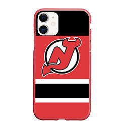 Чехол iPhone 11 матовый New Jersey Devils цвета 3D-красный — фото 1