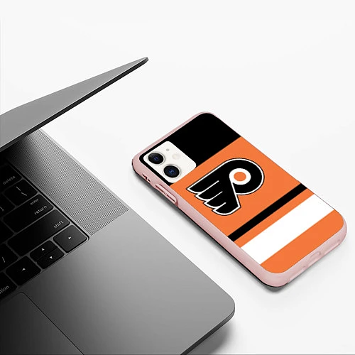 Чехол iPhone 11 матовый Philadelphia Flyers / 3D-Светло-розовый – фото 3