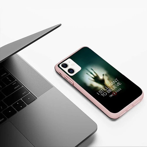 Чехол iPhone 11 матовый X-files: Alien hand / 3D-Светло-розовый – фото 3